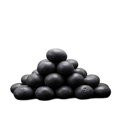 A pile of black rocks