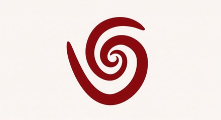 Red Spiral Abstract Shape on a Creamy Background