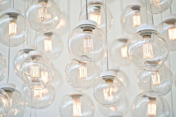 Clustered, hanging globe lights