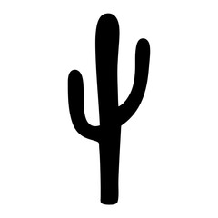 Simple Black Silhouette of a Saguaro Cactus Desert Plant Botanical Illustration