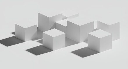 Obraz premium Abstract White Cubes Shadow Minimalist Composition