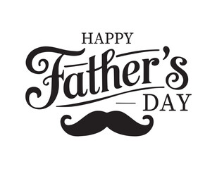 happy father's day greeting card featuring a black mustache illustration.