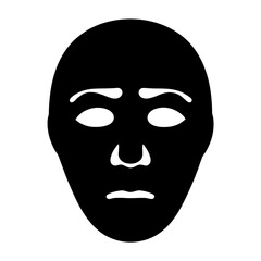 A Black and White Image of a Simple Human Face Mask Showing Sadness