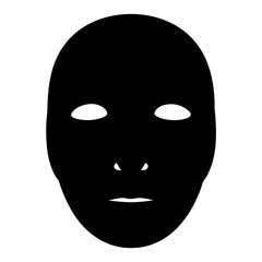 A Simple Black Mask Silhouetted Against a White Background Depicting Anonymity and Secrecy