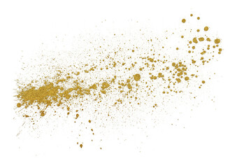 Golden glitter splatter mark isolated on transparent background