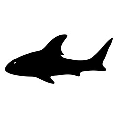 Black Silhouette of a Shark Swimming in the Ocean Waters