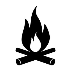 Black and White Campfire Icon Illustration Graphic Design Image