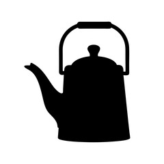 Silhouette of a Classic Tea Kettle with a Handle Perfect for Brewing Tea Coffee or Hot Water