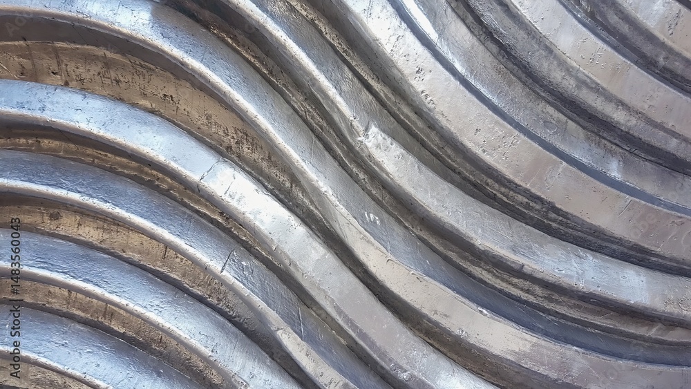 Poster abstract metallic texture with flowing waves and smooth contours in a dynamic design