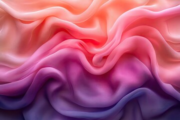 Fototapeta premium Flowing fabric with gradient from peach to purple background. Use this image to evoke elegance and luxury in designs.