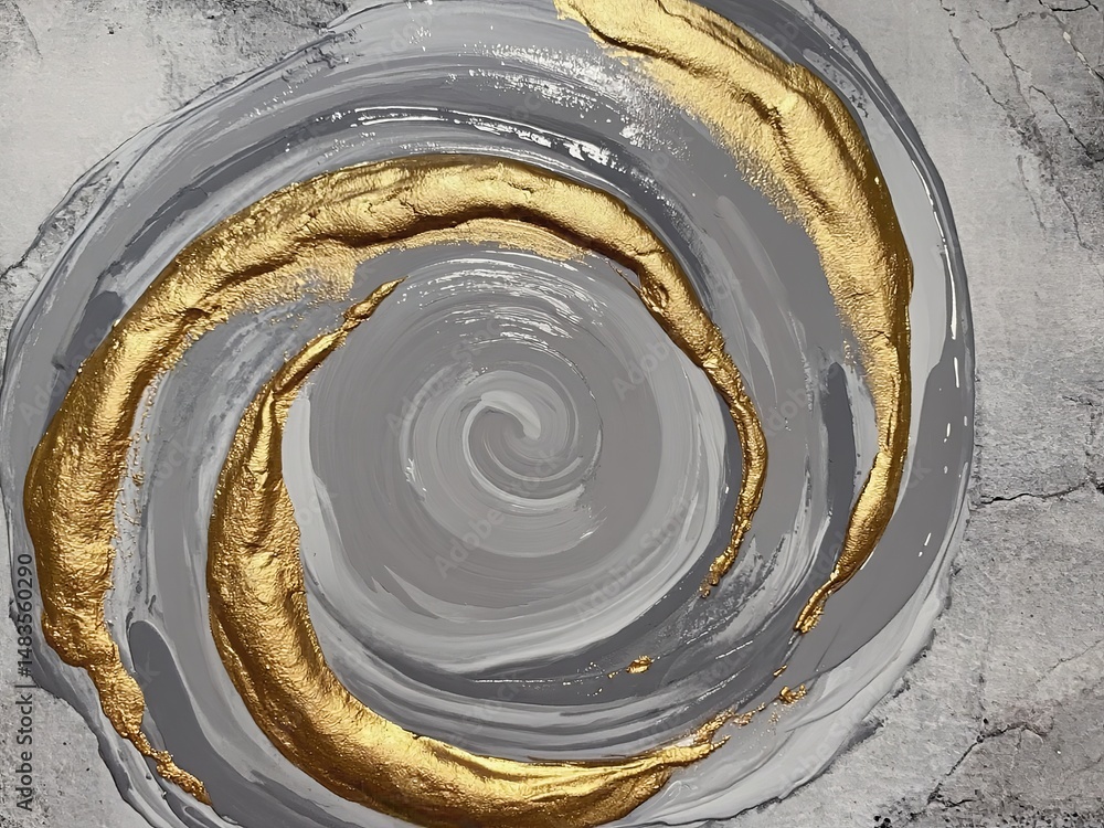 Poster swirling patterns of gray and gold create a captivating abstract design in a modern artistic express