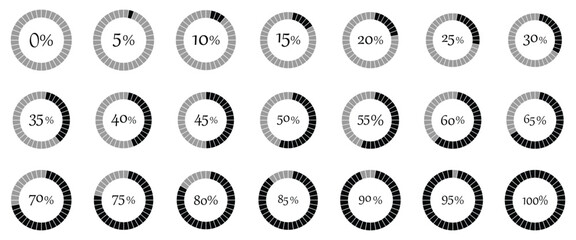 Modern Circular Percentage Indicators Set  Vector Loading Icons, Progress Circles  Infographic UI Elements (0100%)

Modern Circular Percentage Indicators Set  Vector Loading Icons, Progress Circles  I