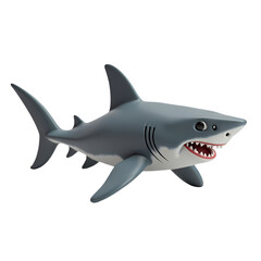 Naklejka premium Adorable 3D Cartoon Shark Stock Image isolated on transparent background