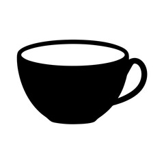 A Simple Black Silhouette of a Coffee Cup or Teacup Beverage Container