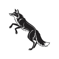 black adventure fox silhouette vector