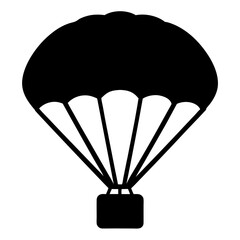 Black and White Silhouette of a Parachute with a Cargo Container Falling from the Sky