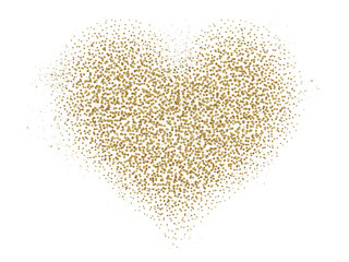 Golden glitter forming heart shape isolated on transparent background