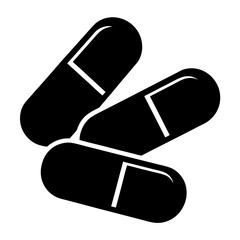 Three Black and White Capsule Pills Medical Healthcare Icon Graphic