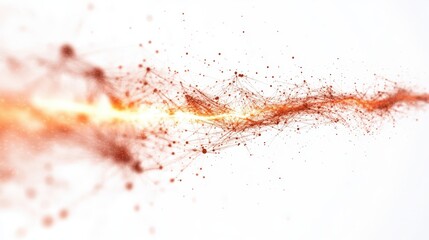 Fototapeta premium Abstract digital design with orange particles and lines.