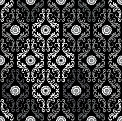 Filigree Classic Black White Grey Seamless Repeat
