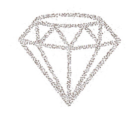 Diamond shape made up of glittery rhinestones isolated on transparent background