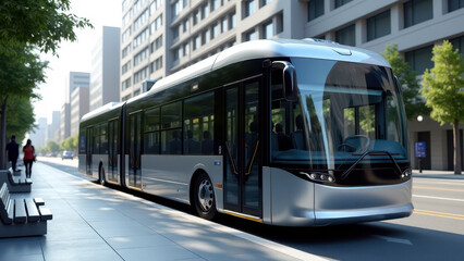 Next-gen e-bus at a city stop