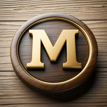 Wooden button featuring the letter m symbolizing gold investor sentiment index dashboard concept emotions and branding