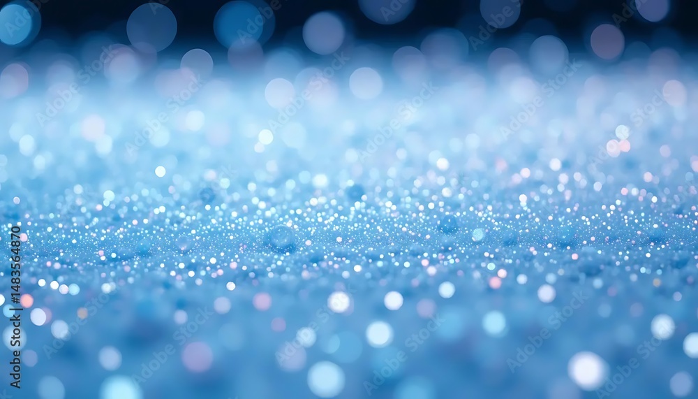Poster abstract background featuring a multitude of sparkling blue and white bokeh lights creating a dreamy