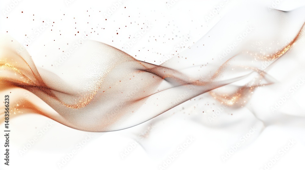 Aufkleber abstract design with flowing lines and golden particles.