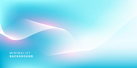 Abstract blue gradient background with shining lines waves. Minimalist background for banner, poster, cover, brochure, flyer, website