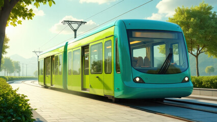 Naklejka premium Seamless passenger flow: boarding eco-transport