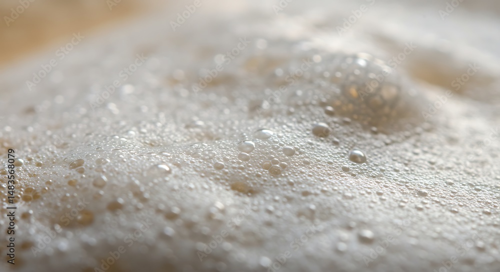 Poster frothy texture with delicate bubbles macro shot