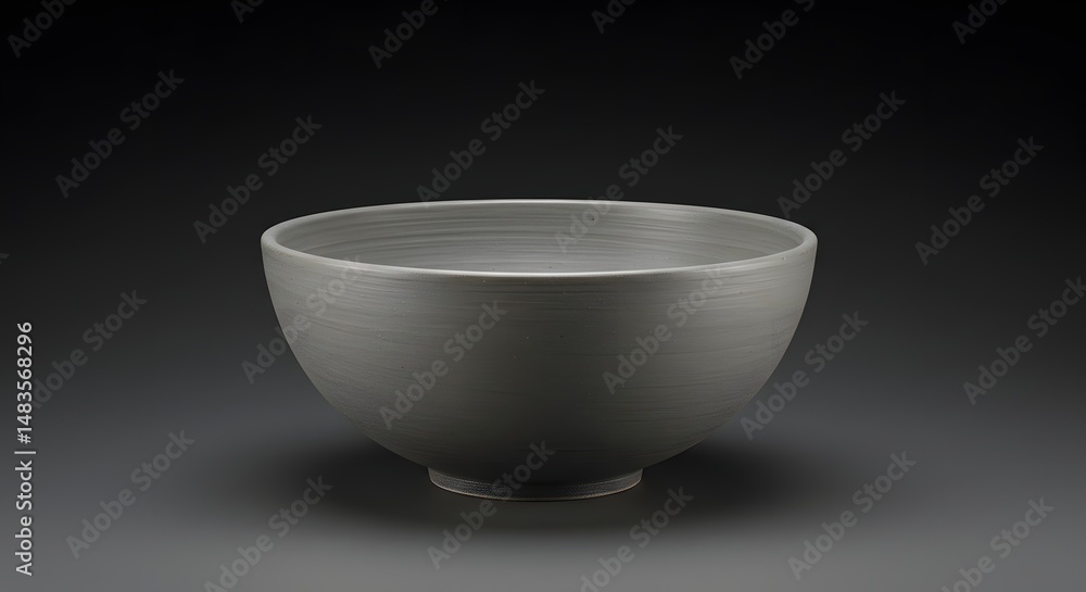 Poster a simple gray bowl centered on a dark gray background with subtle lighting effects