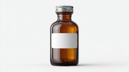 Amber glass bottle with blank label