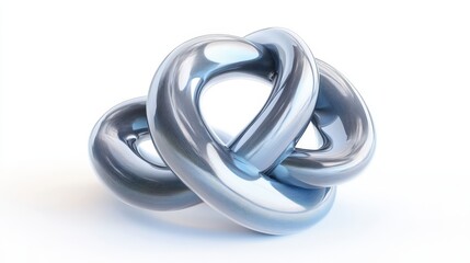 Naklejka premium Abstract metallic knot design with polished surface.