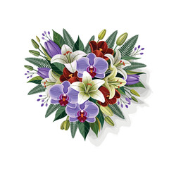 Wedding flowers concept vector illustration. Elements for wedding designs, invitations, etc. Spring flowers