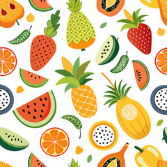 Colorful fruit slices pattern