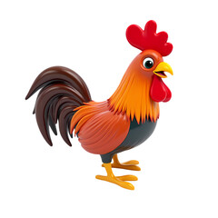 Fototapeta premium A Cheerful Cartoon Rooster Illustration isolated on transparent background