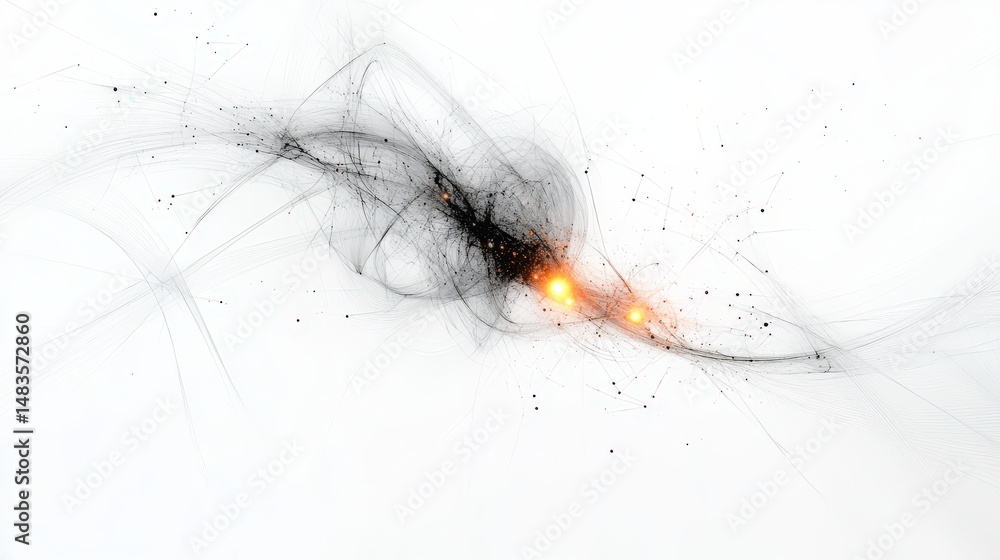 Poster abstract design with glowing particles and dynamic lines.