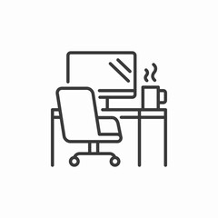 office desk setup icon sign vector