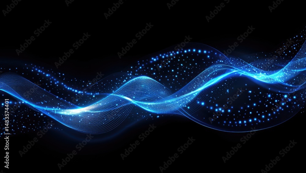 Poster dynamic blue wave patterns
