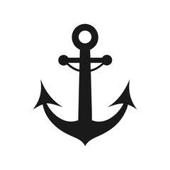 black anchor icon silhouette vector