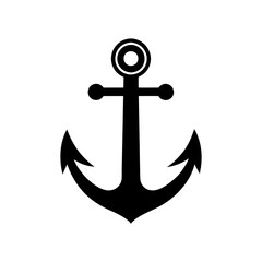 black anchor icon silhouette vector