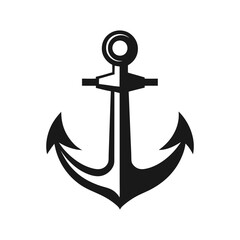 black anchor icon silhouette vector