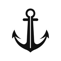black anchor icon silhouette vector