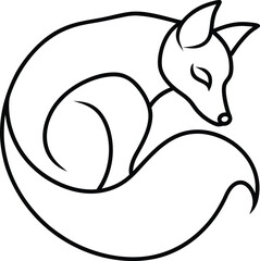 Sleeping Fox Line Art