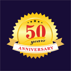 50 Years of Anniversary Golden Badge Design logo anniversary badge
