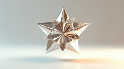 Obraz premium A metallic, geometric star shape, highlighted in a setting.