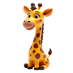 Obraz premium Cute Cartoon Giraffe Illustration isolated on transparent background