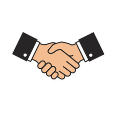 Two hands shaking in a business agreement illustration  